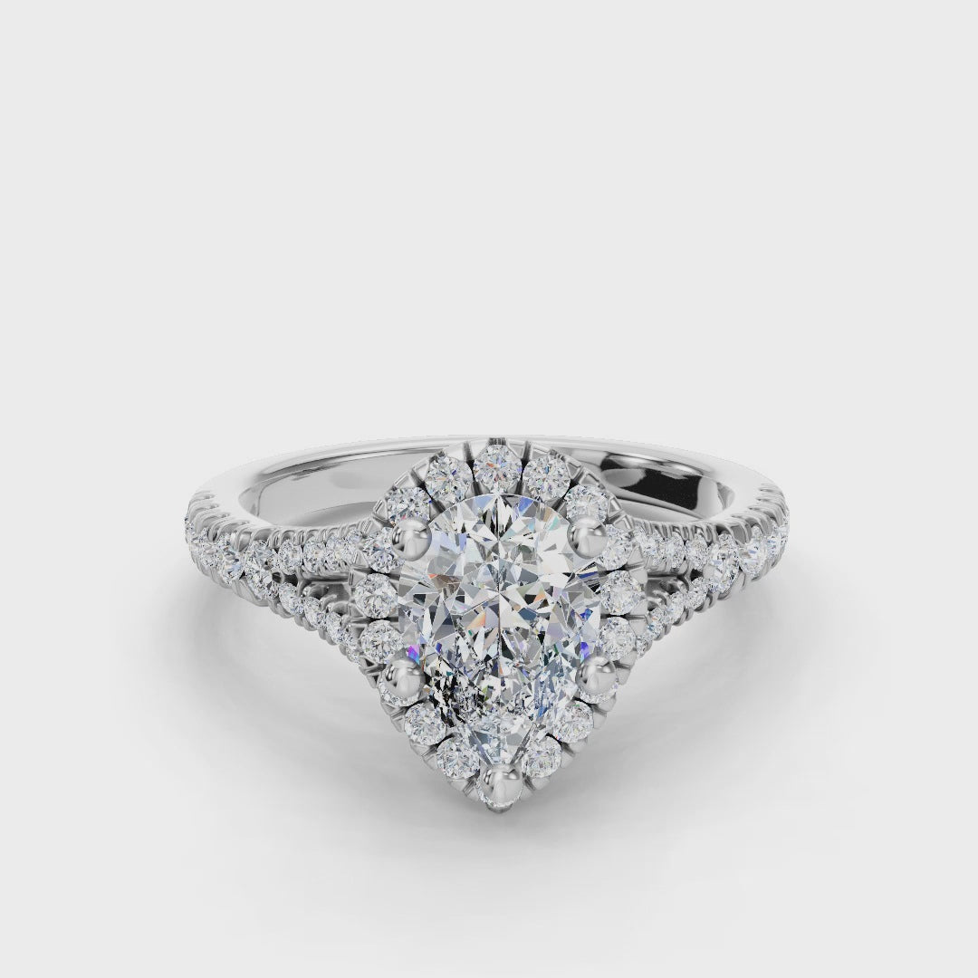 PEAR CATHEDRAL WITH HALO RING
