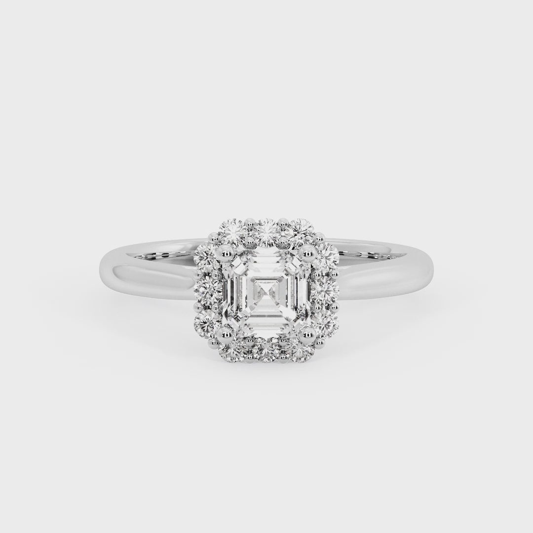 ASSCHER HALO WITH HIDDEN HALO RING