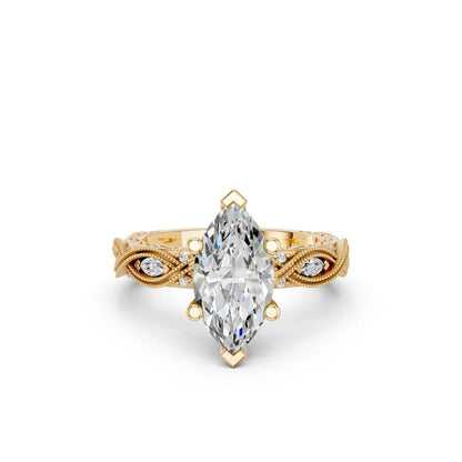 Marquise Cut Lab Diamond with vintage pave band | D VS1
