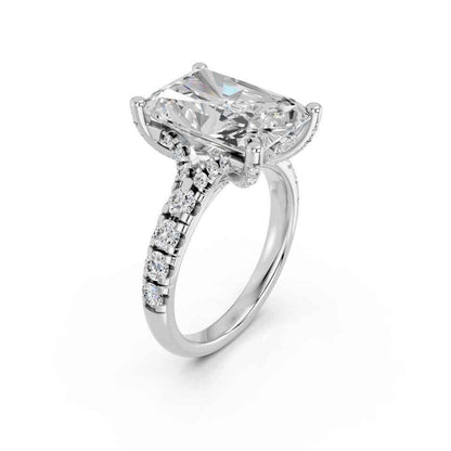 RADIANT RING WITH HIDDEN HALO AND PAVE BAND