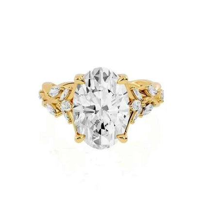OVAL RING WITH MARQUISE SIDE STONES