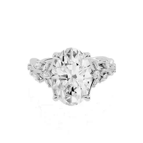 OVAL RING WITH MARQUISE SIDE STONES