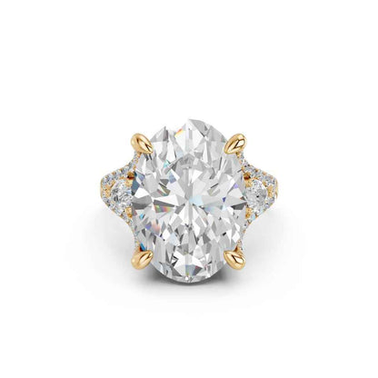 OVAL FANCY RING WITH HIDDEN HALO AND PAVE BAND