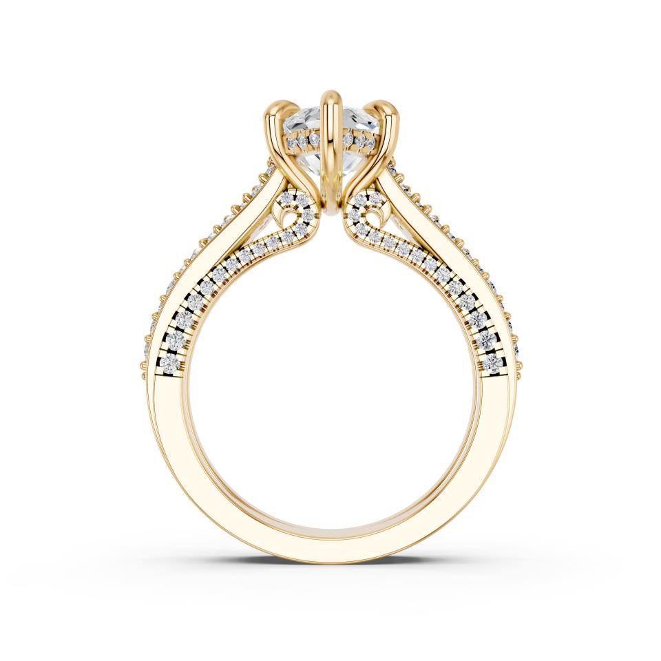 Marquise Cut Lab Grown Diamond Engagement Ring with triple pave band| D VS1