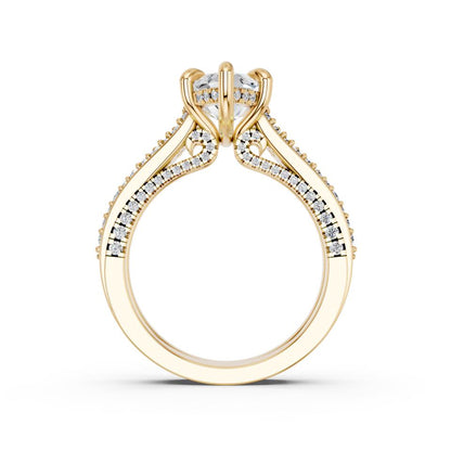 Marquise Cut Lab Grown Diamond Engagement Ring with triple pave band| D VS1