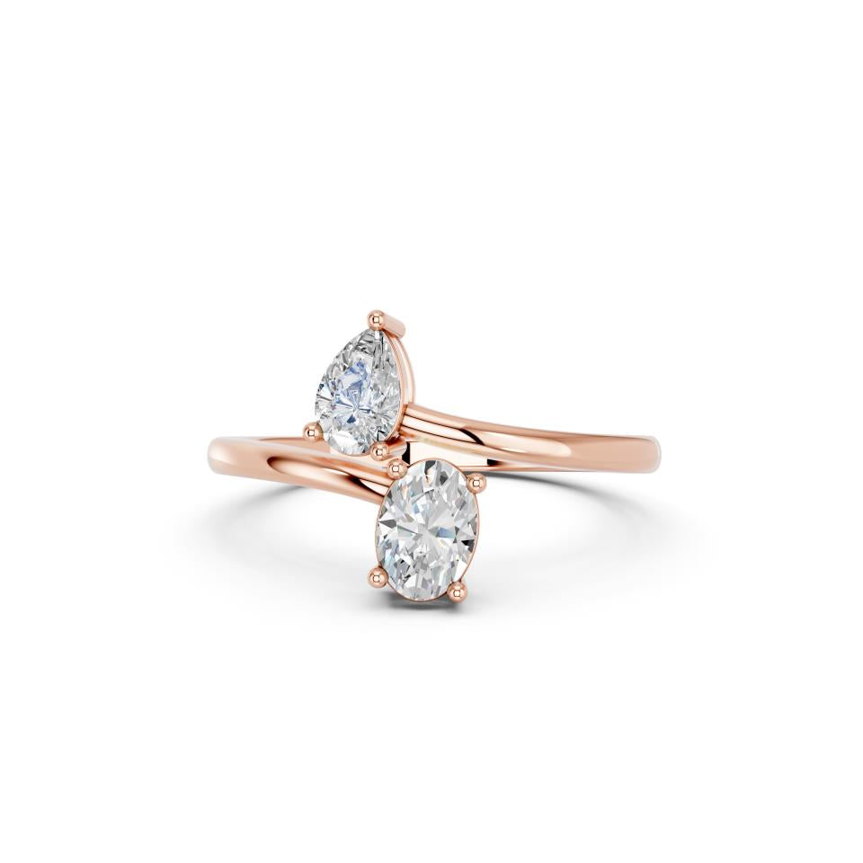 PEAR & OVAL TOI MOI RING