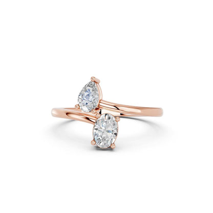 PEAR & OVAL TOI MOI RING